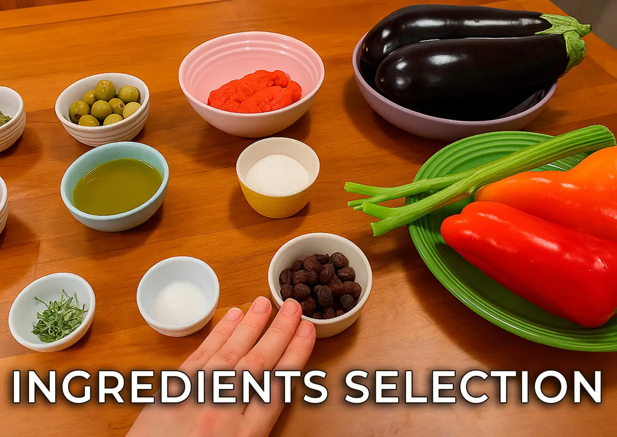 Fresh ingredients for antipasti arranged on a wooden table.